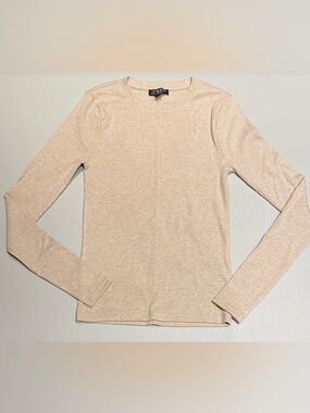 J. Crew Heather Oatmeal Long Sleeve Crew Neck Top Back Seam, Size S